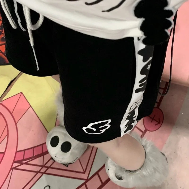 Shorts for Women's Kawaii Women Clothing Japanese Summer Short Pant Print Drawstring  Casual Y2k Pantalones 2024 Fashion Bottoms