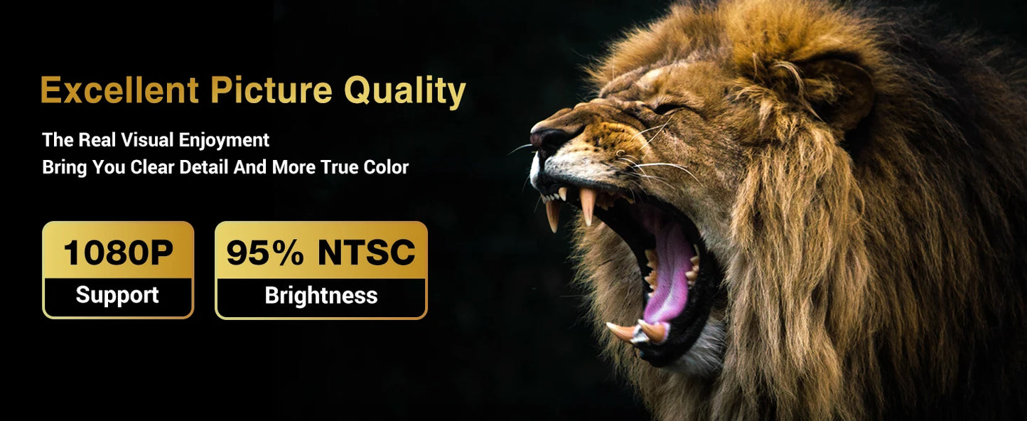 HAPPRUN Electric Focus Mini 1080P Bluetooth Projector, 200" Outdoor Movie Support, Compatible with Smartphone/HDMI/USB/PS5