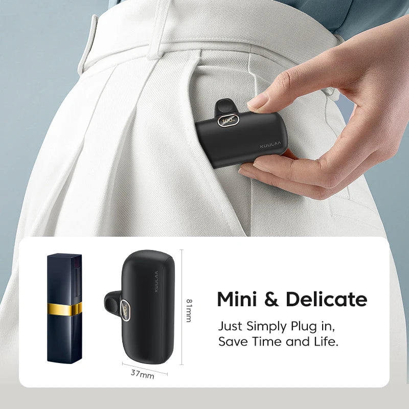KUULAA Mini Power Bank 5000mAh PowerBank QC PD carga rapida For iPhone 16 15 14 13 Batterie Externe Portable Charger For xiaomi