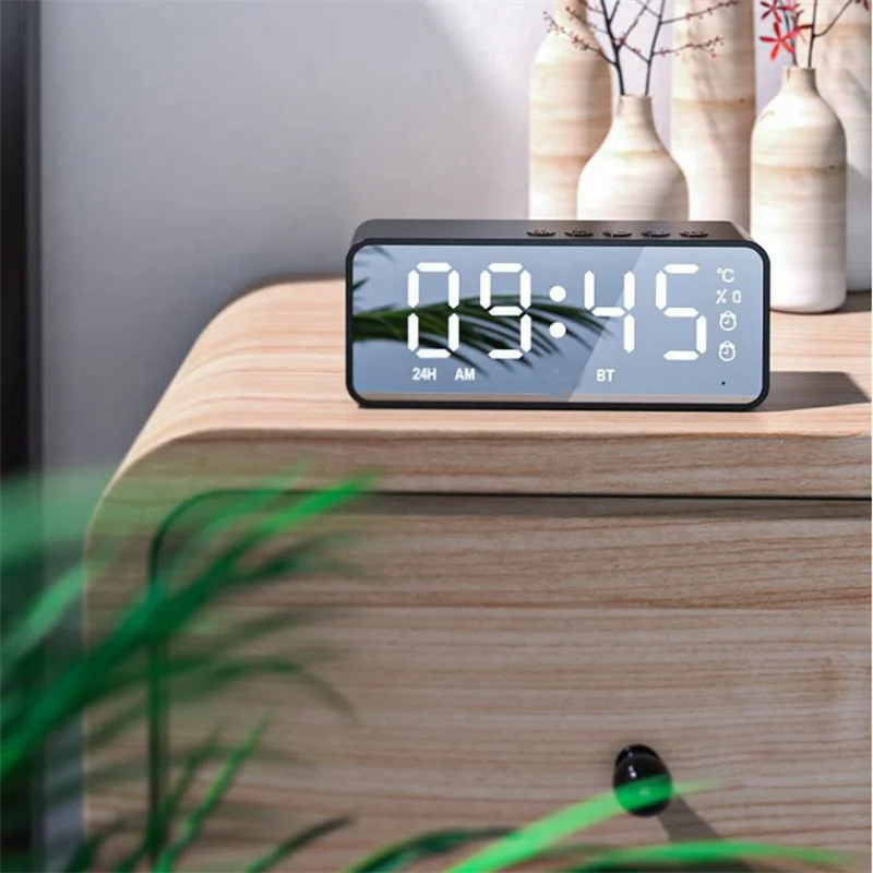 G50 Wireless Bluetooth Speaker with FM Mini Card Mirror Alarm Clock Audio Stall Receiving Support TF Card Desktop Speaker Clock
