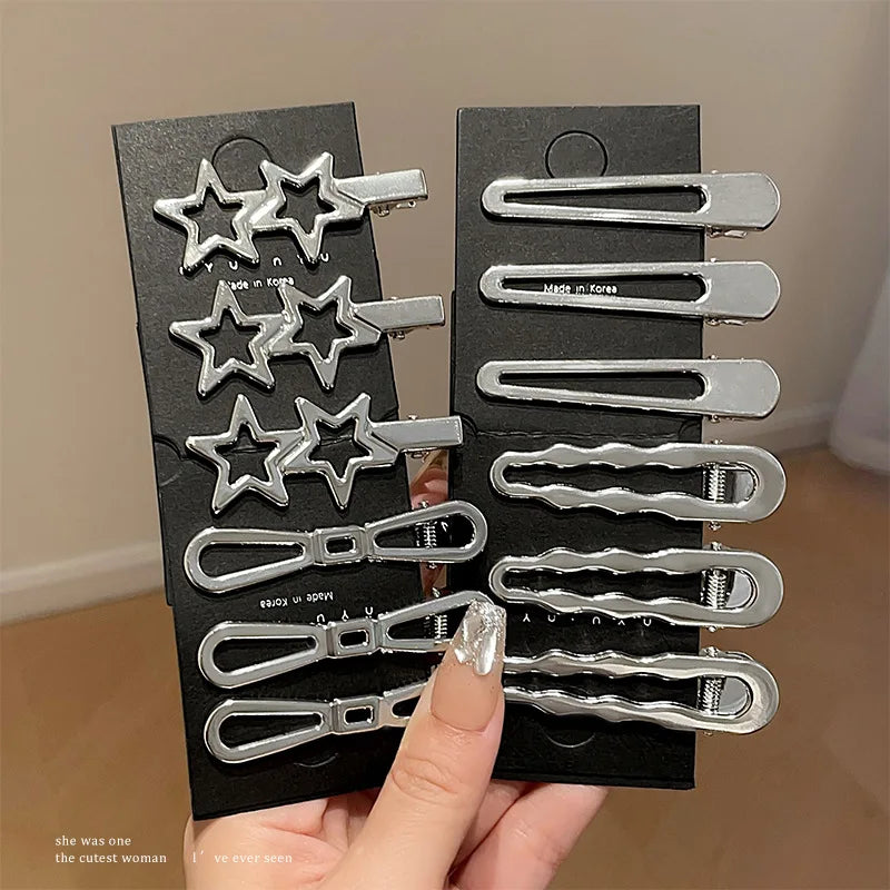 3Pcs/Set Sweet Fashion Metal Hairpin Non Slip Hairpin Geometric Hollow Hair Pin Women Barrettte