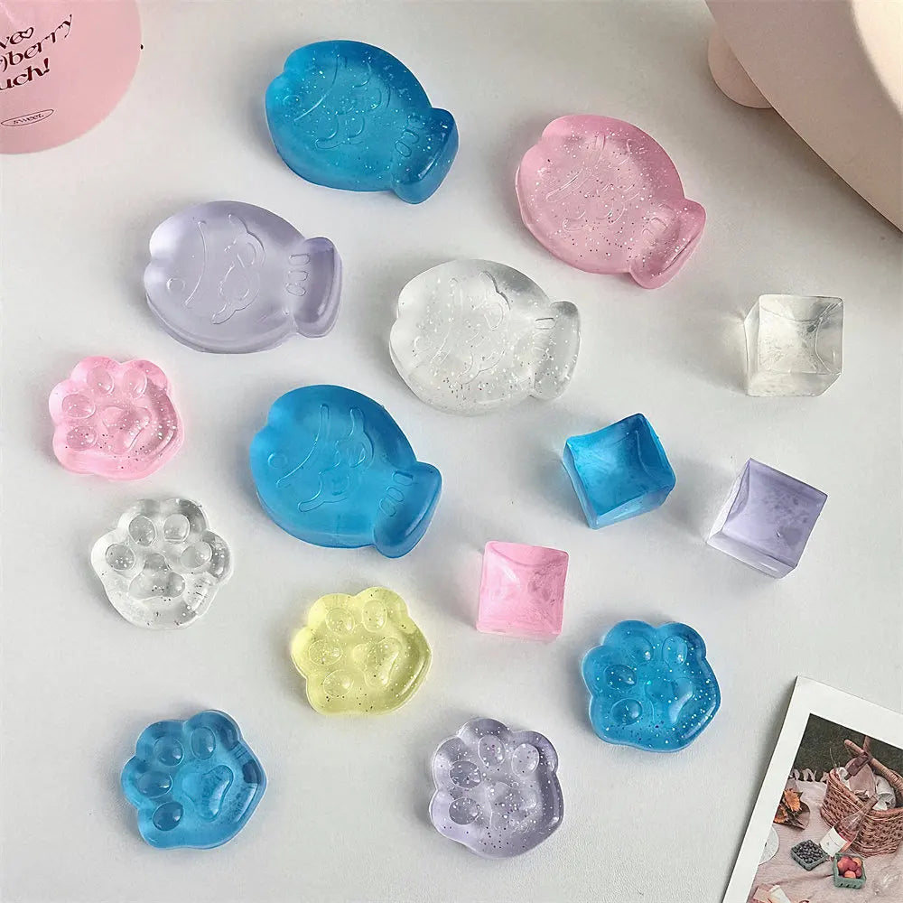 NEW Fidget Toy Mini Squishy Toys Mochi Ice Block Stress Ball Toy Kawaii Transparent Cube cat paw fish Stress Relief Squeeze Toy