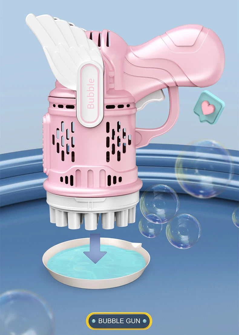 Bubble Gun Kids Toys Rocket 32 Holes Soap Bubbles Machine Gun Shape Automatic Blower With Light Outdoor Toy Gifts Party