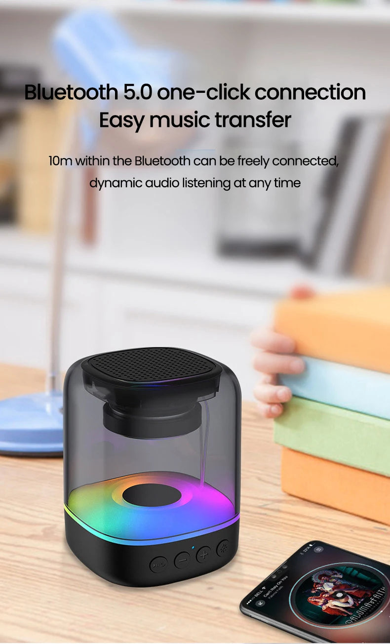 Portable Bluetooth 5.0 Speakers RGB Light HD Sound Mini Desktop Wireless Speaker Loudspeaker for Home Party Outdoor Bike