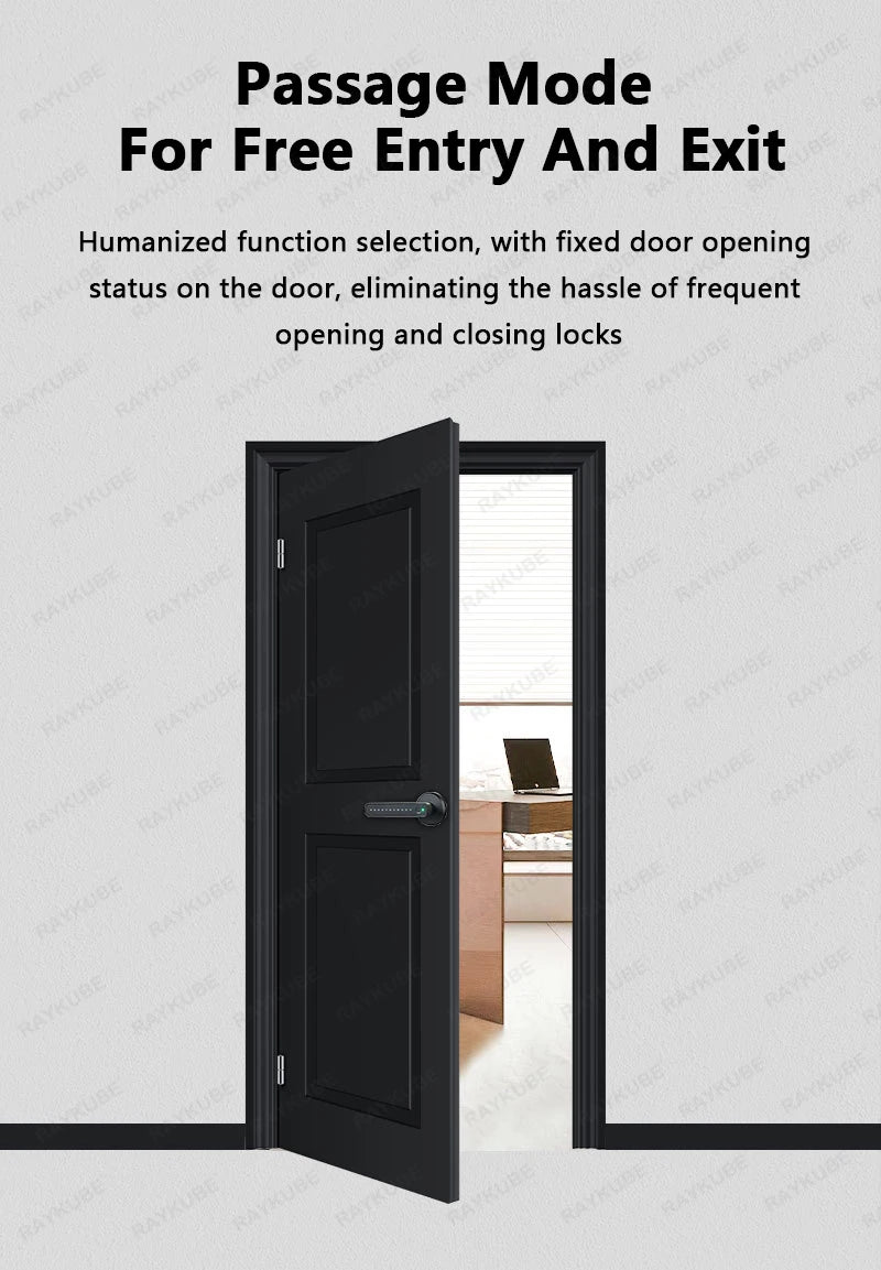 RAYKUBE M3 Tuya BLE Smart Fingerprint Electronic Door Lock Password Lock with Keys Smartlife/Tuya APP Unlock Delivery From USA