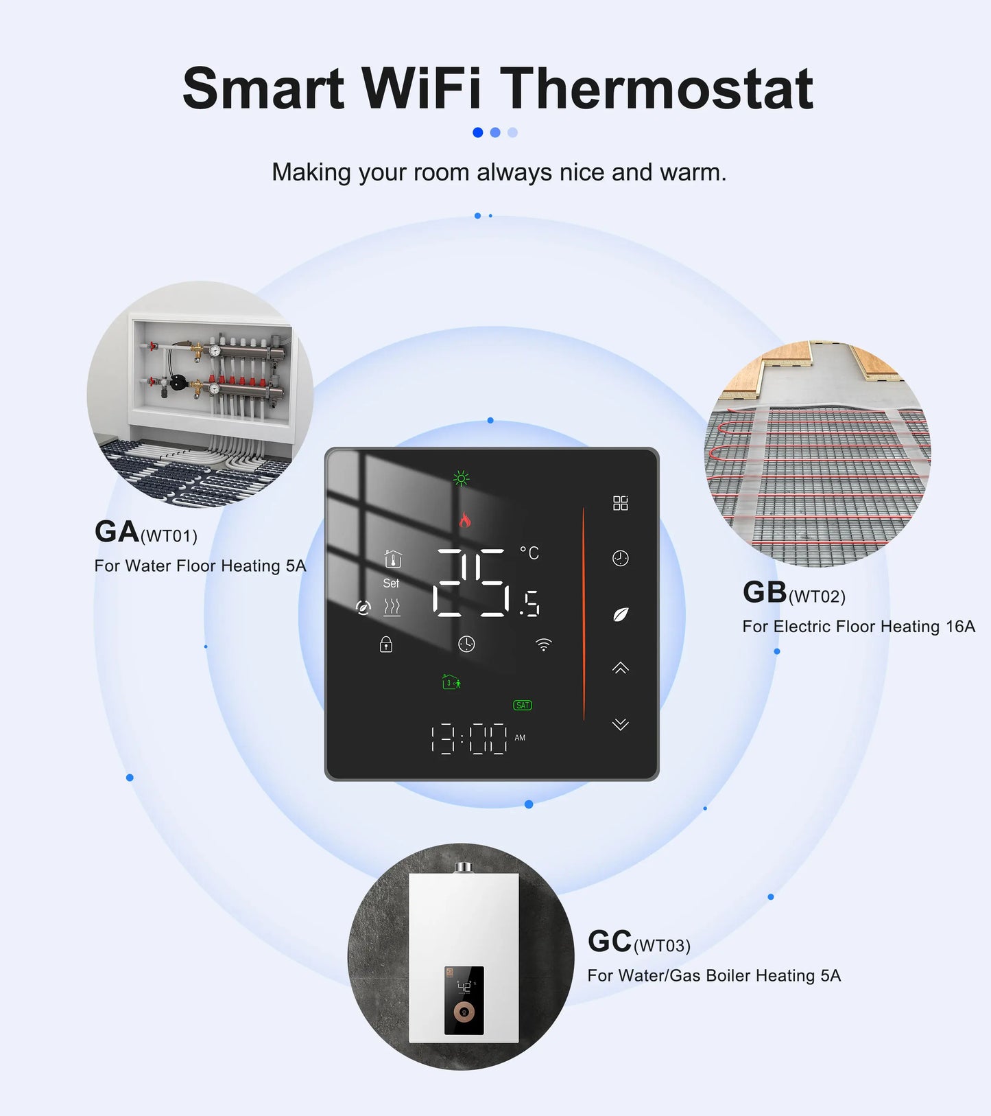 GIRIER Tuya Smart WiFi Thermostat for Water/Electric Heating/Gas Water Boiler Temperature Controller Works with Alexa Hey Google