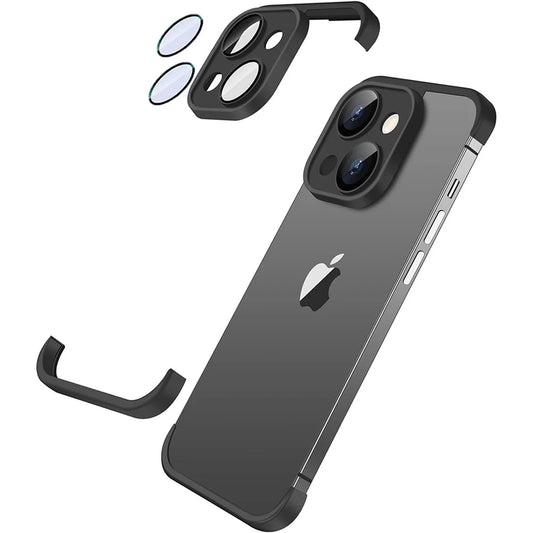 Bumper Case with Camera Lens Protector For iPhone 15 Pro Max 14 Plus 13 Mini 12 11 15Pro 14Pro 13Pro Frameless Cover Accessories