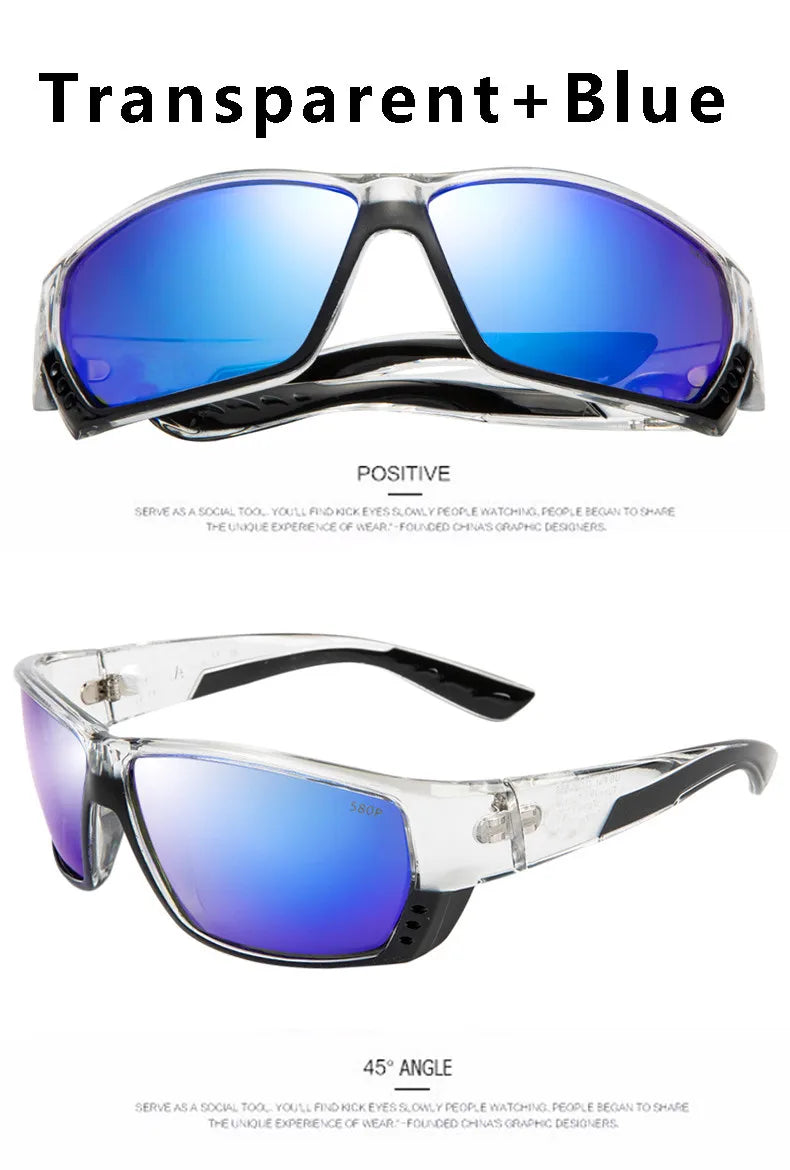 580P Tuna Alley Polarized Sunglasses Men Square Sunglasses For Men Fishing Eyewear Male Driving Sunglasses Oculos Travel Eyewear