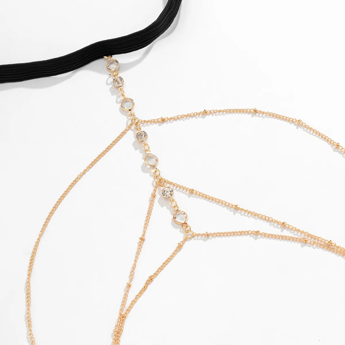 IngeSight.Z Sexy Multilayer Tassel Imitation Pearl Clip Bead Leg Chain Women Simple Adjustable Elastic Thigh Chain Body Jewelry