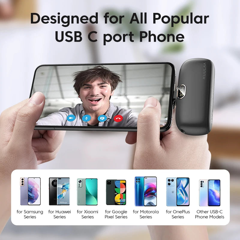 KUULAA Mini Power Bank 5000mAh PowerBank QC PD carga rapida For iPhone 16 15 14 13 Batterie Externe Portable Charger For xiaomi