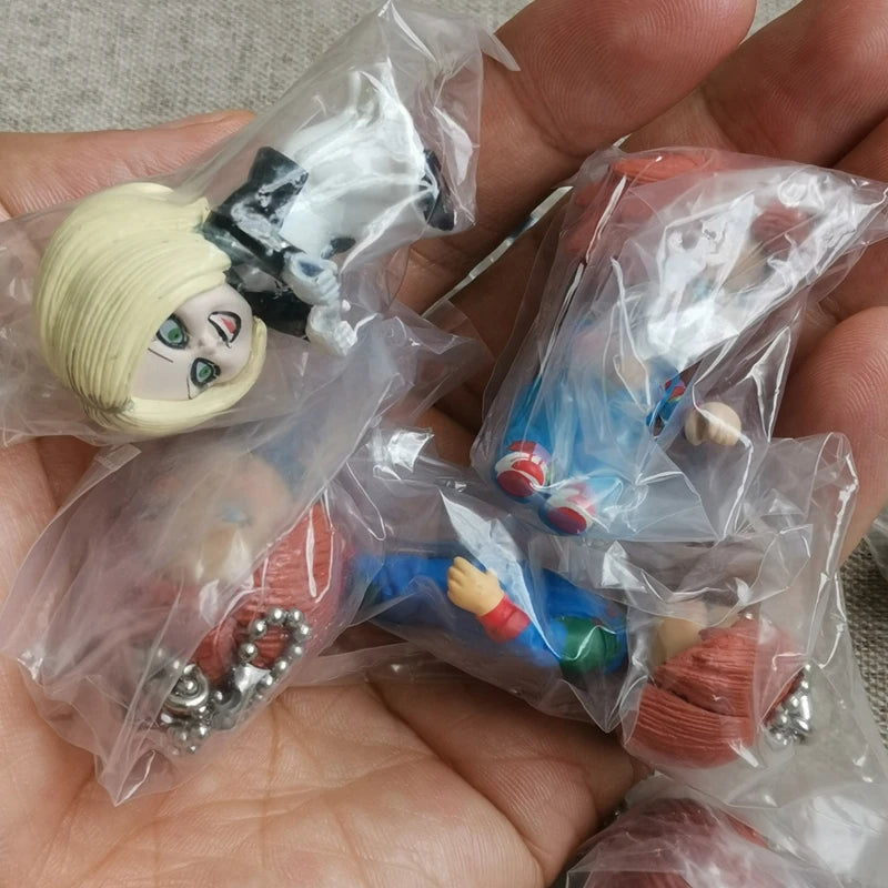 Original MIni Chucky Anime Cartoon Horror Bride Figure Keychain Pendant Collect Movie Film Model Toy Halloween Gift for Adult
