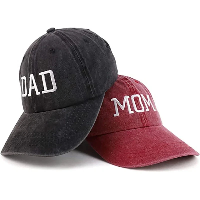 DAD MOM Embroidery Pure Cotton Baseball Cap Fashion Women Men Hat Sport Visors Snapback Cap Sun Hat Breathable Outdoor Caps