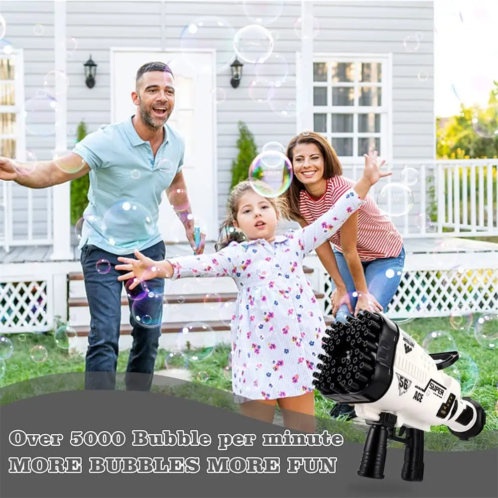 69Holes Rocket Bubble Gun ，Automatic Bubbles Machine Gun Launcher Shape Blower Soap Toys For Kid Bubble Machine Party Supplies