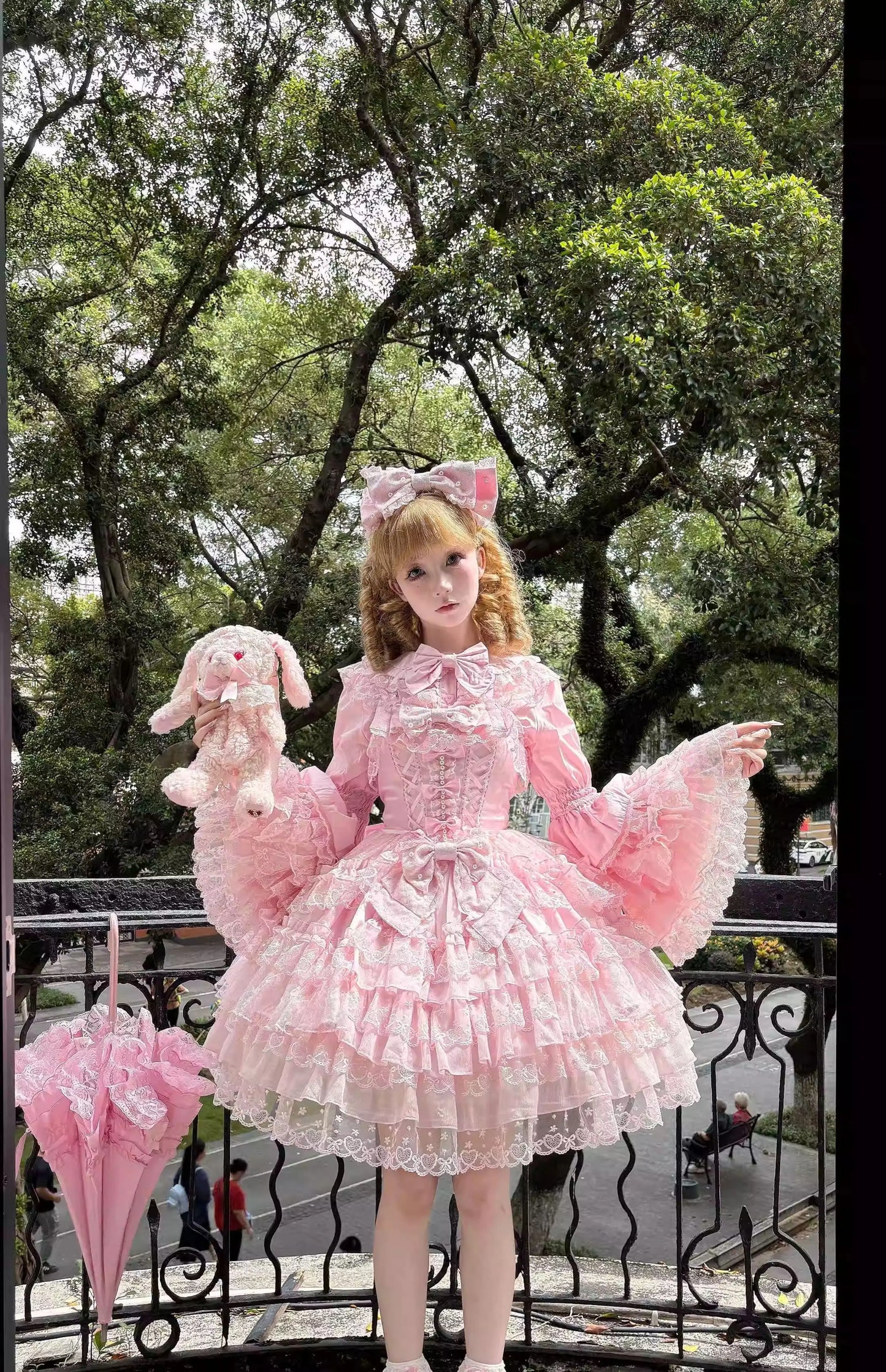 Original Design Lolita Jsk Suspender Dress Sweet Girl Women's Long Sleeve Inner Shirt Cute Princess Sling Cake Dress with Cape
