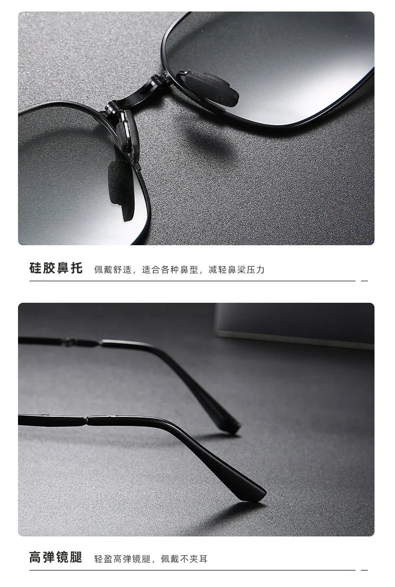 New Men Polarized Driving Sunglasses Vintage Photochromic Sun Glasses Male  Day Night Vision Driver's Eyewear UV400 Gafas De Sol