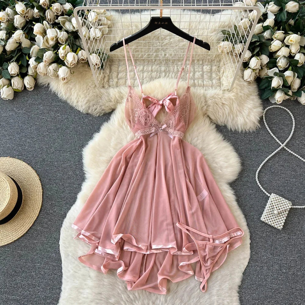 Japanese Sexy Print Kimono Slim Fit V-Neck Nightgown Loose Petal Sleeves Women's Erotic Lingerie Mini Irregular Patchwork Dress