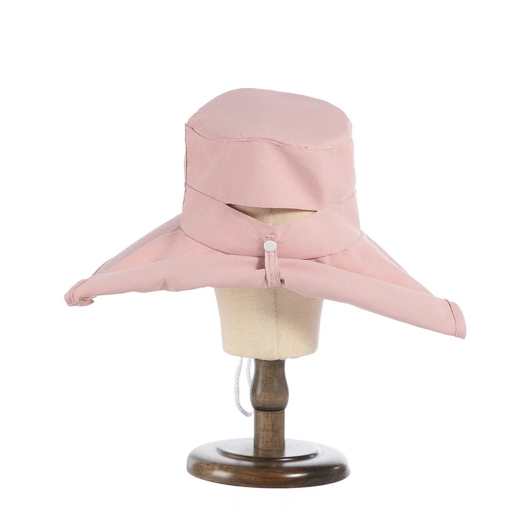 Outdoor Sun Bucket Hat for Women Girls Fishing Hat Wide Brim Bucket Hat with Neck Cover 50+ UPF Protection Safari Cap