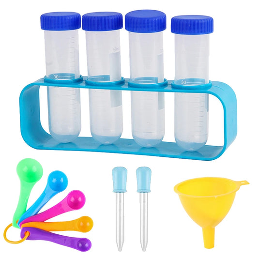 Primary Science Jumbo Test Tubes with Stand Dropper Funnel Measure Spoon Children Kids Learning Education Fine Motor Skill Toys