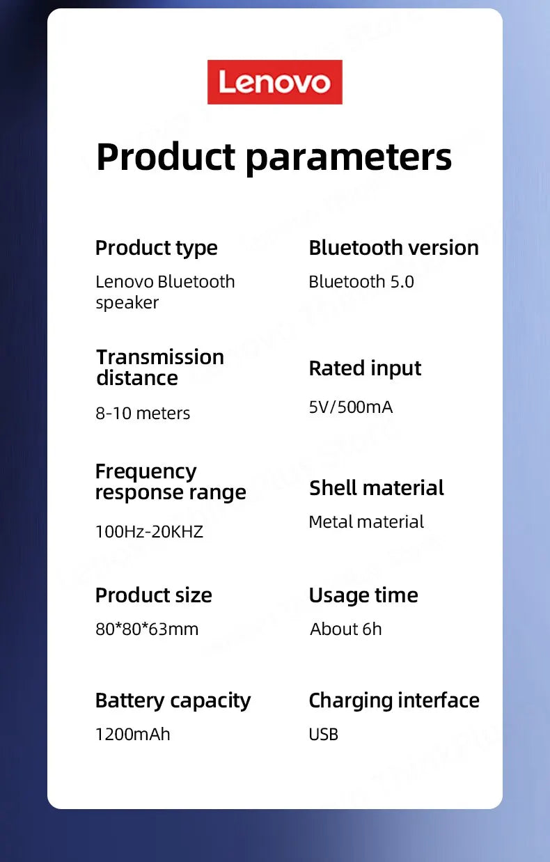 Original Lenovo K30 Portable Hifi Bluetooth Wireless Speaker Waterproof USB Outdoor Loudspeaker Music Surround Bass Box Mic