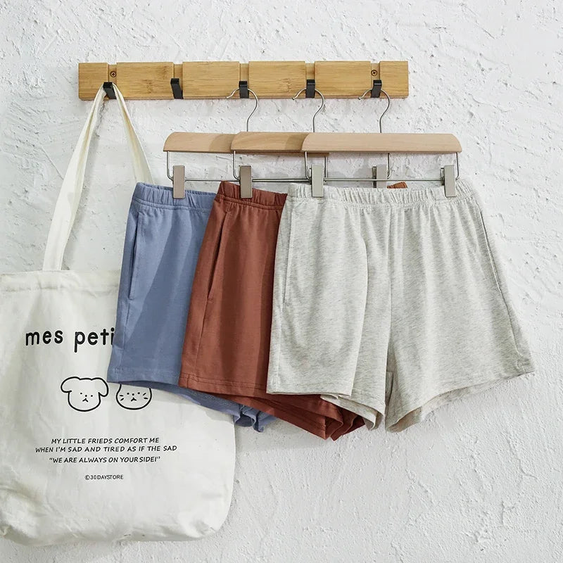 Casual Loose 95% Cotton Shorts Knitted Women High-wasit Soft Streetwear Sport Running Basic Summer Short With Pockect Mujer