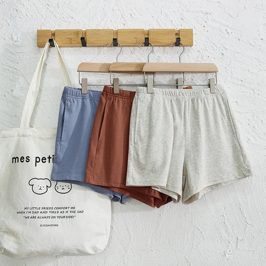 Casual Loose 95% Cotton Shorts Knitted Women High-wasit Soft Streetwear Sport Running Basic Summer Short With Pockect Mujer
