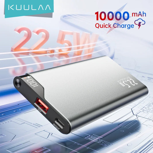 KUULAA 22.5W Power Bank 10000mAh Portable Charger PowerBank Fast Charging External Battery For iPhone 16 15 14 batterie externe
