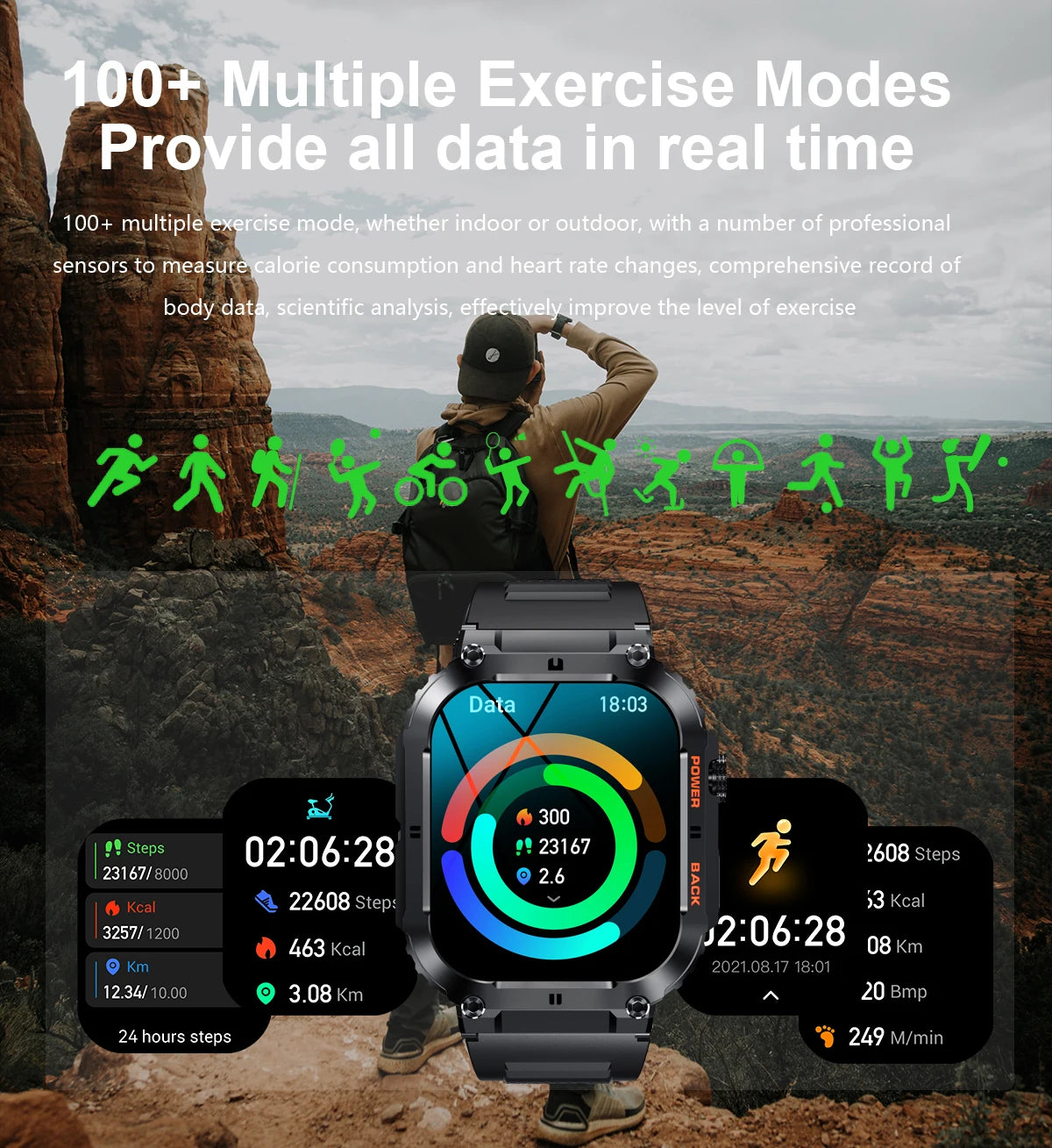 LIGE Outdoor Sports Fitness Smartwatch For Men 1.96 Inch Screen Bluetooth Calling Waterproof Watches Blood Oxygen Reloj Hombre