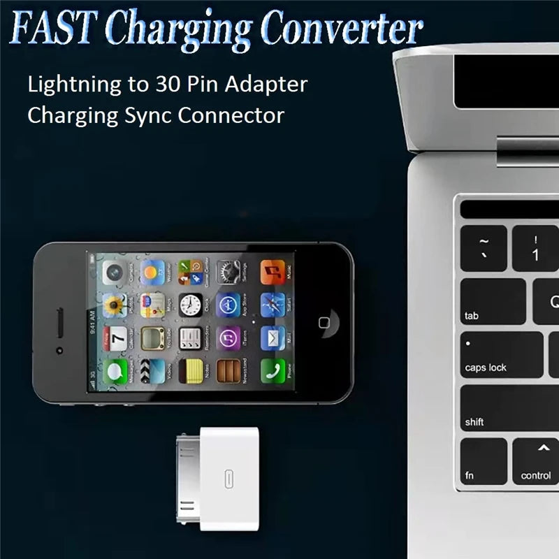 Lightning To 30Pin Adapter Female Charging Sync Converter for IPhone 4 4S IPad 2 3 IPod Touch 8Pin Male To 30 Pin Charger Cable
