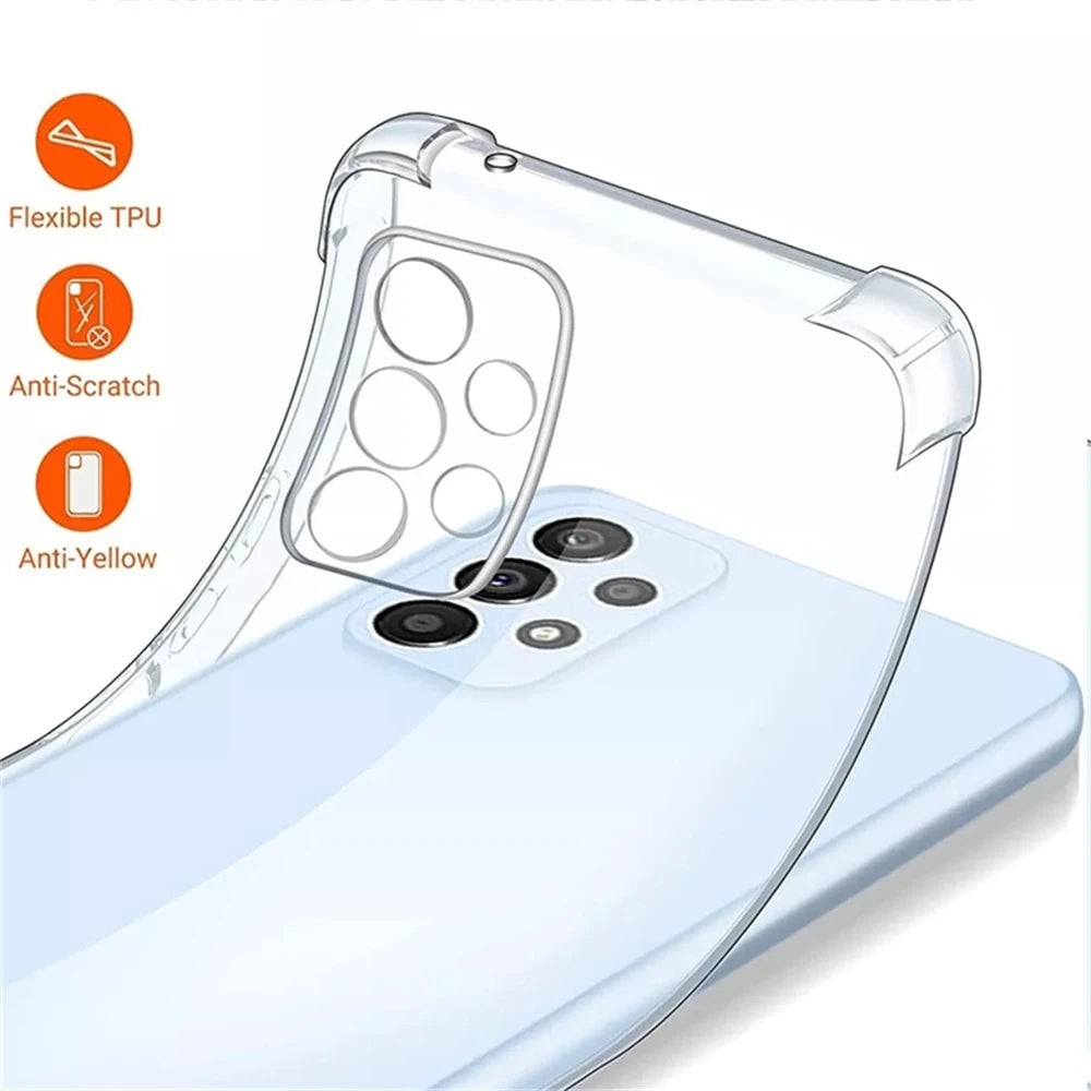 Luxury Clear Phone Case For Samsung Galaxy A52 Shockproof Case For Samsung A53 A54 Back Cover