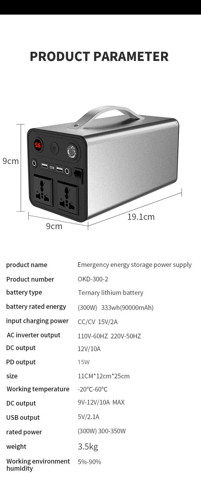 220V 300W Portable Power Station 90000mAh Powerful Emergency Power Supply Outdoor Camping External Spare Battery For Laptop