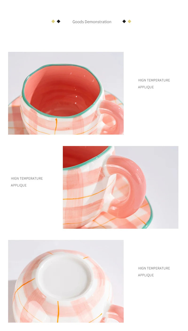 300ML Creative Hand Pinched Irregular Flower Ceramic mug Handmade Coffee Cup Breakfast Milk Afternoon tea cups Korean Style Mugs