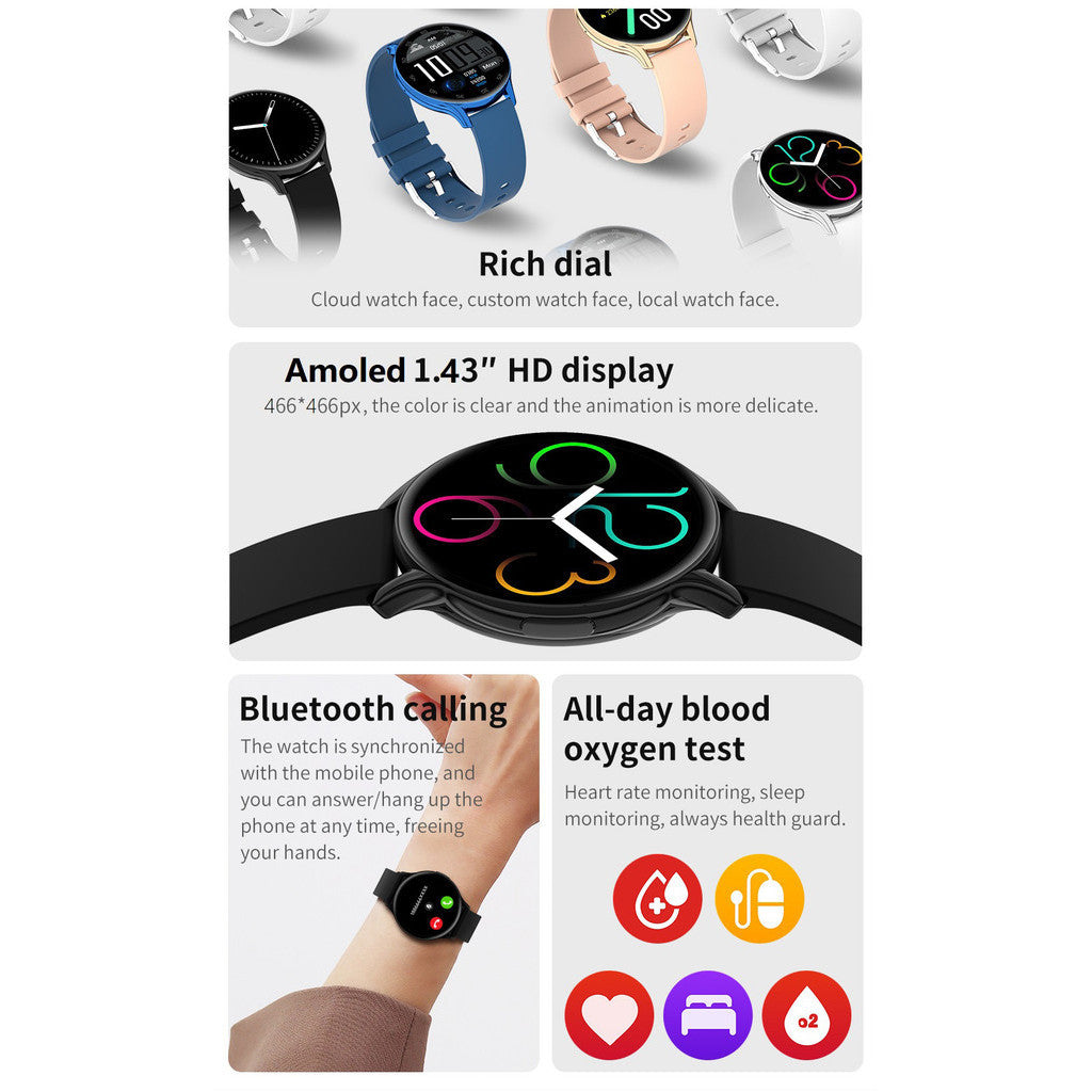 Aolon GTR2 Smart Watch 1.43-inch AMOLED Screen Bluetooth Call Blood Oxygen & Heart Rate 24H Precise Sleep Sport Smartwatchs